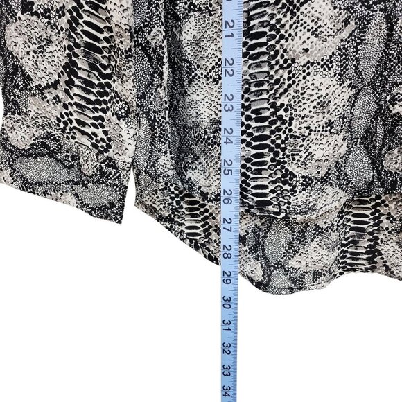 Como Blu Womens Black & White Snake Print Button-Up Long Sleeve Blouse Size M - Picture 8 of 10